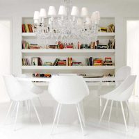 murs blancs dans la conception de la cuisine dans le style du minimalisme photo