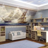 murals in the decor of the hallway with a picture of nature photo