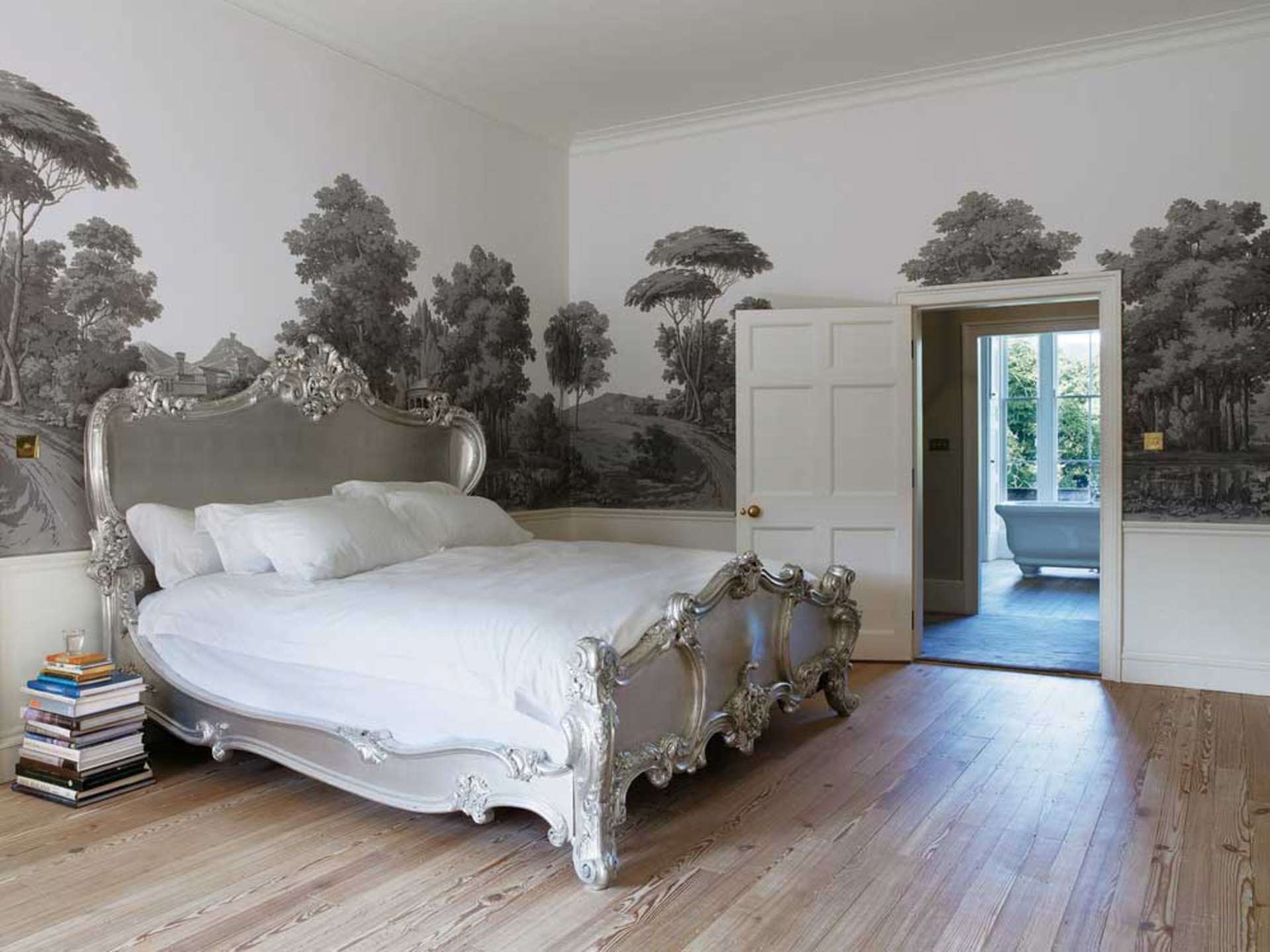 murals in the decor of the apartment with a picture of nature