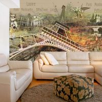 peintures murales dans le décor de la salle avec une image de la nature