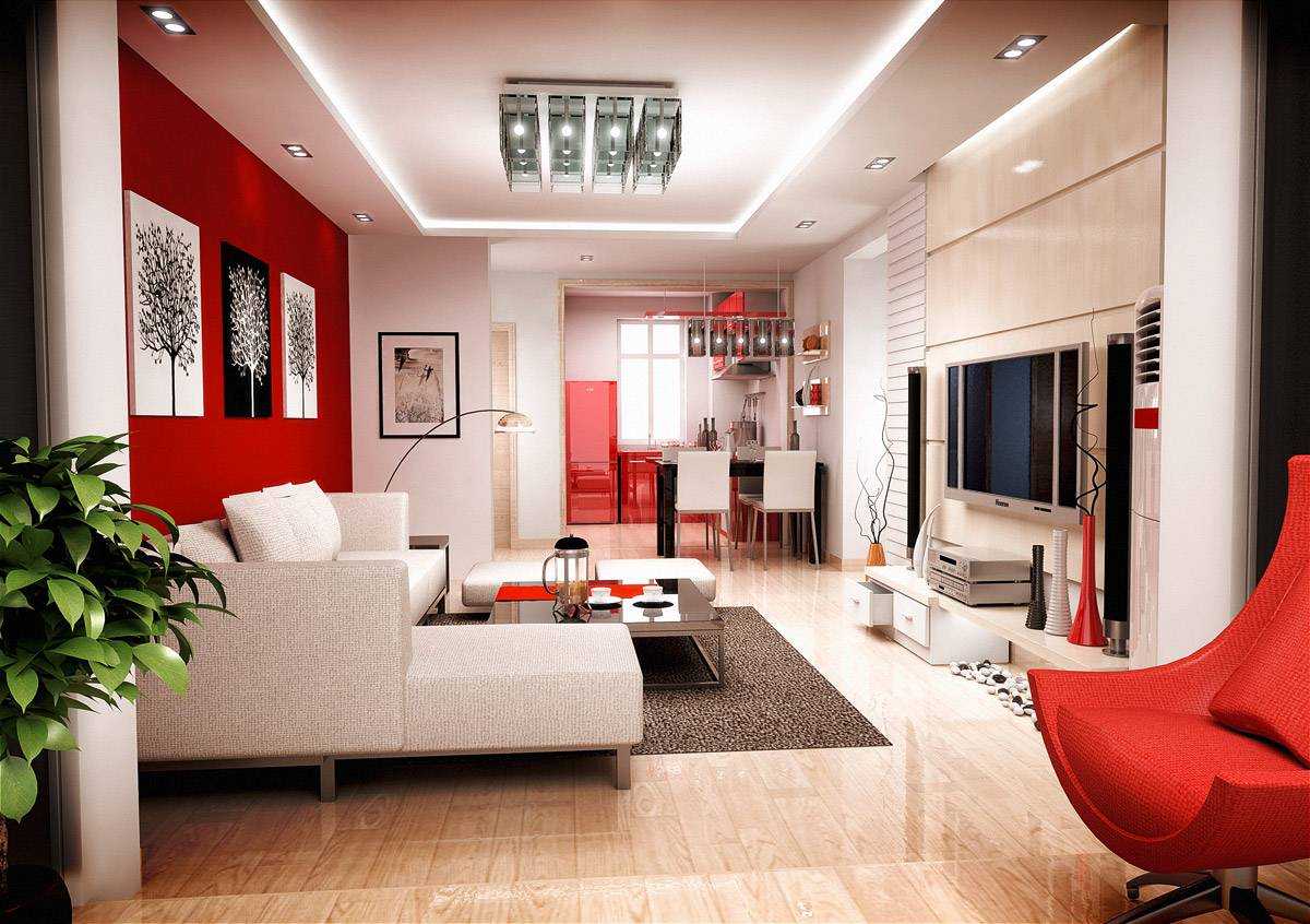 combination of red with other colors in home design