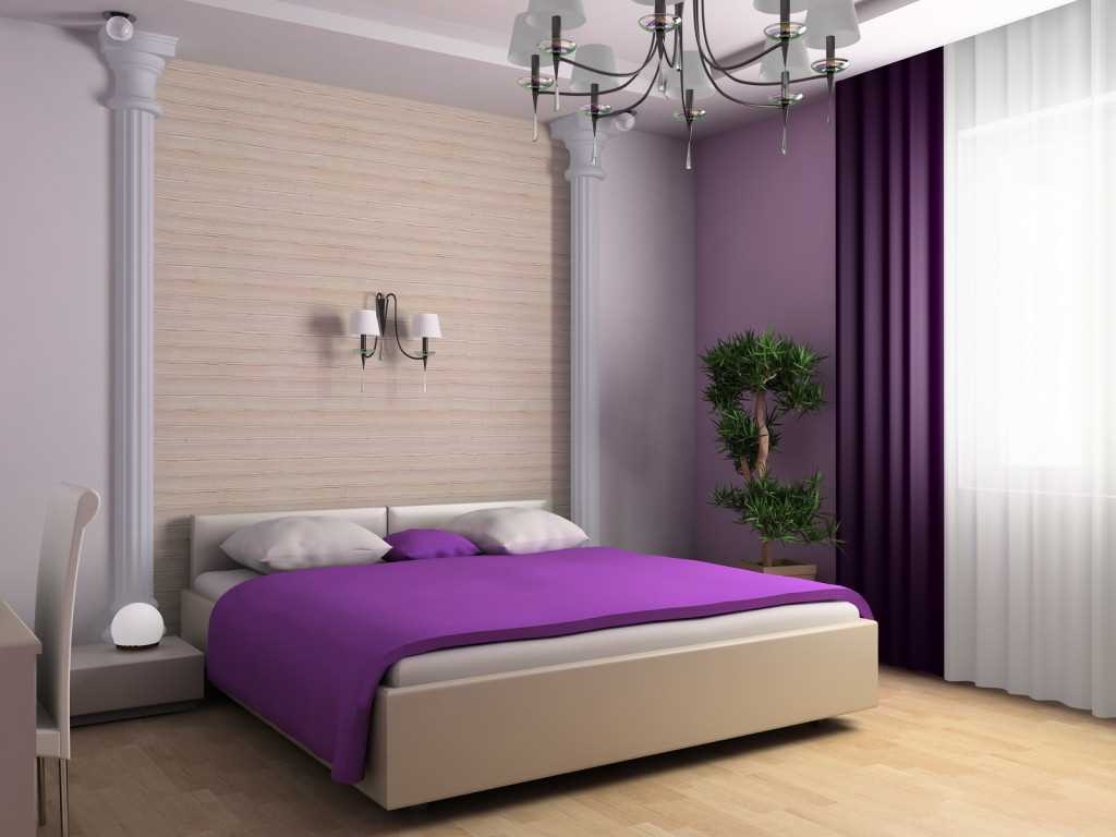 combination of lilac in bedroom decor