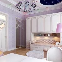 combinazione di colore lilla nello stile della foto della camera da letto