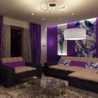 beautiful design of the bedroom in purple picture
