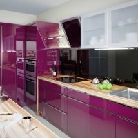 unusual kitchen interior in violet color picture