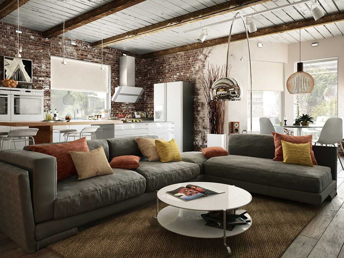 bright living room style in grunge style