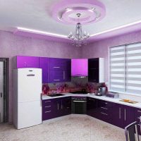 modern kitchen interior in purple color picture