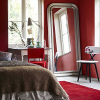 bright burgundy bedroom style picture