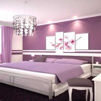 bright bedroom interior in purple picture