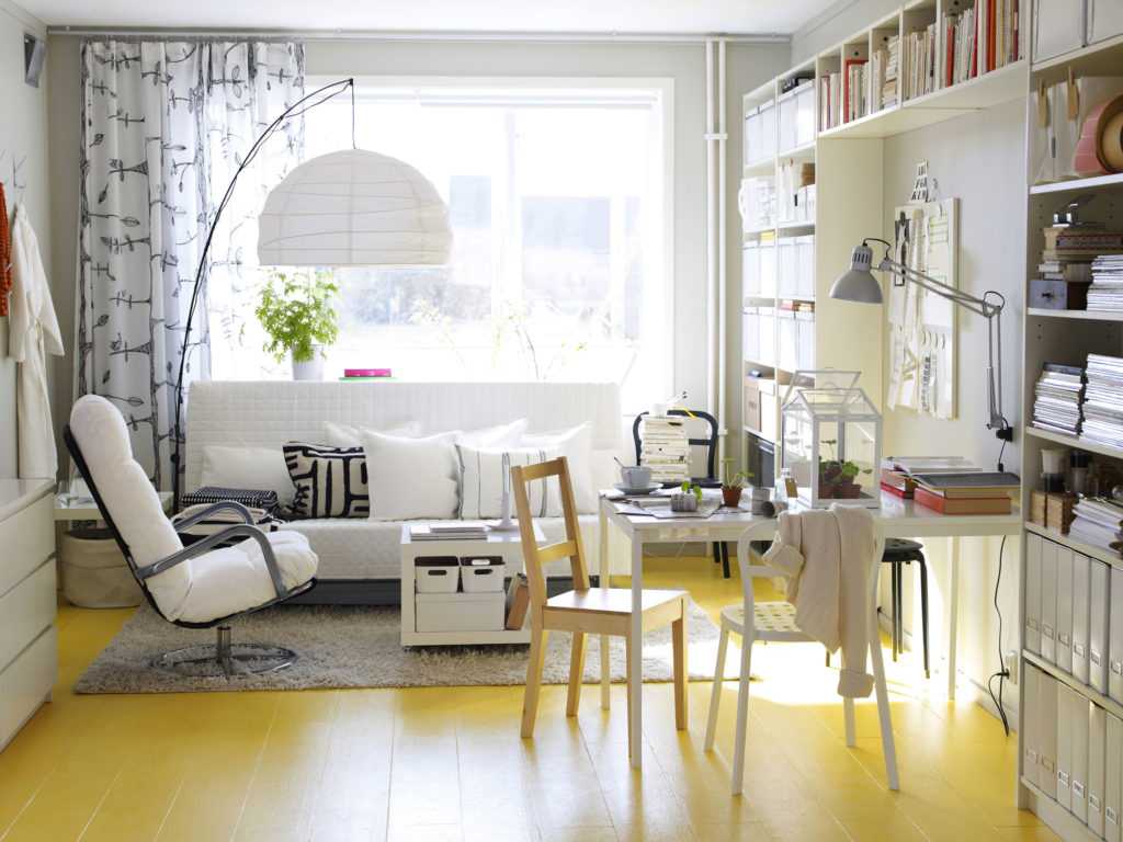 unusual design of the bedroom in the swedish style