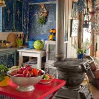 bright decor of the kitchen in the style of boho photo