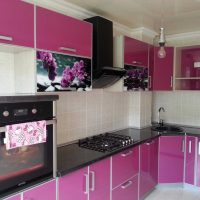 unusual kitchen interior in purple tint photo