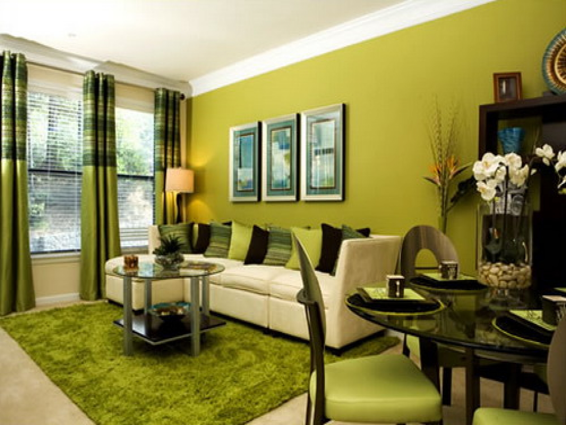 Pistachio Color In The Interior 75, Lime Green And Brown Living Room Ideas