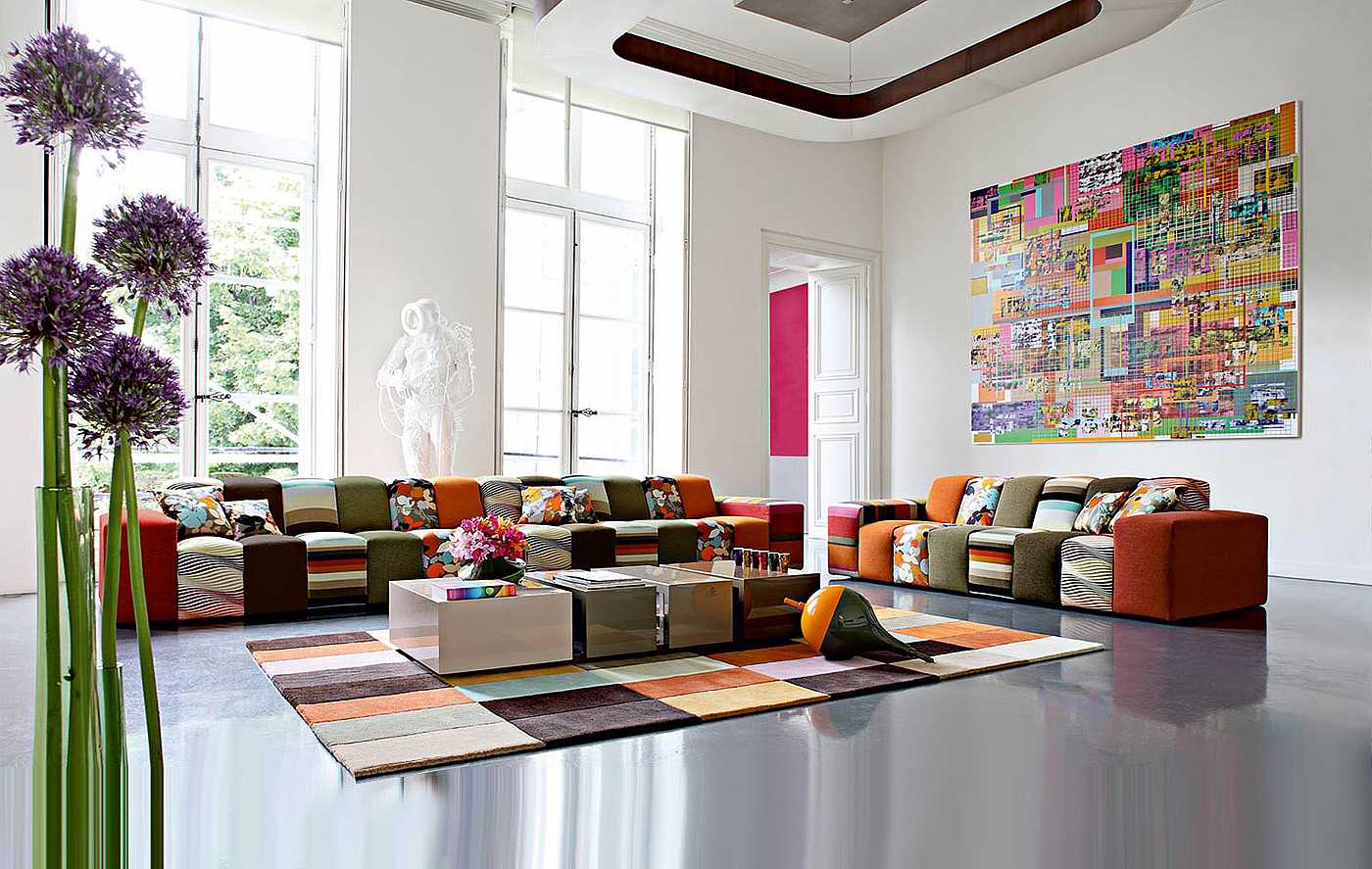 bright interior in the style of the avant-garde