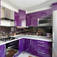 light kitchen design in purple photo