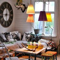 chic boho style living room design photo