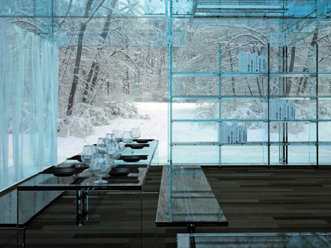 clear glass in the design of the kitchen