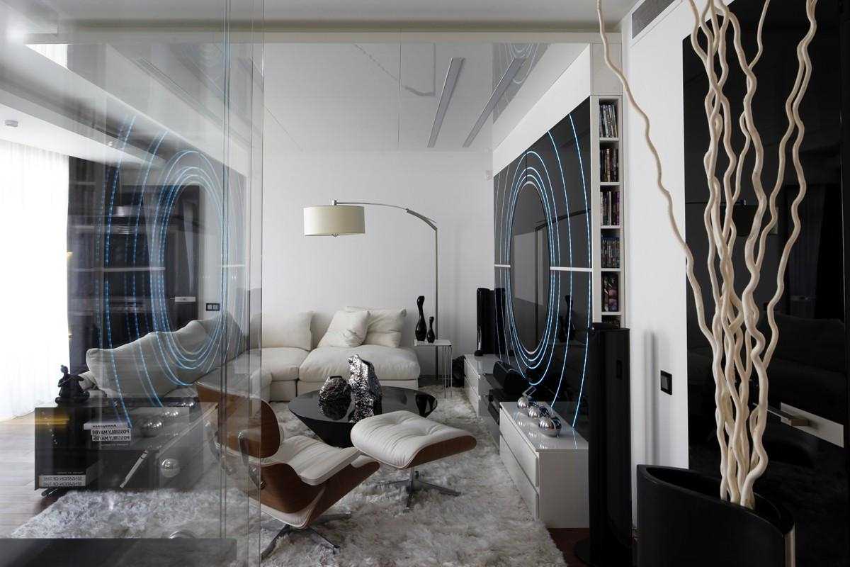 reflective glass in the bedroom interior