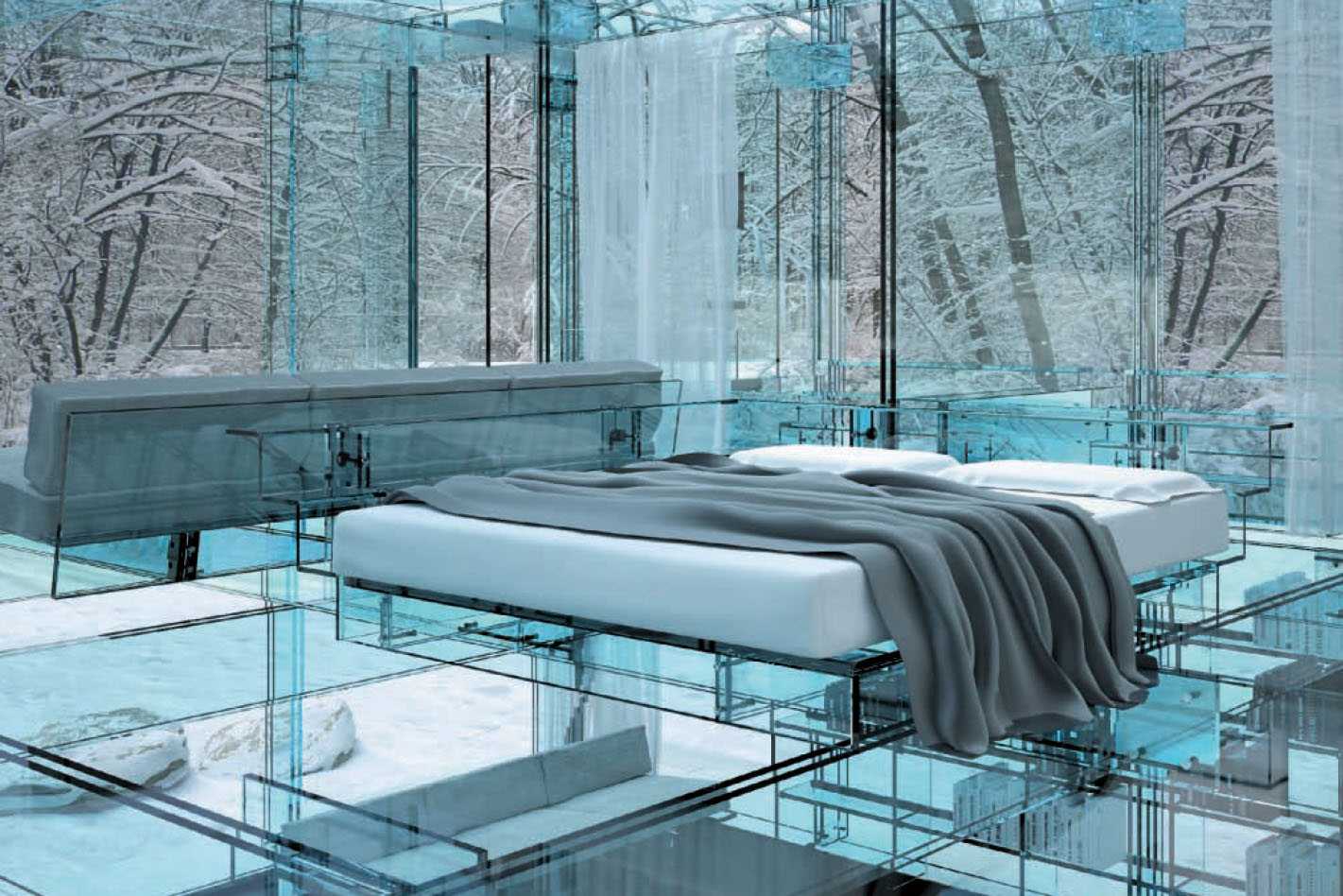 clear glass in the decor of the kitchen