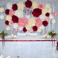 white paper flowers in the design of the hall photo