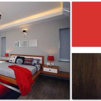 combination of red with other colors in the interior of the bedroom picture