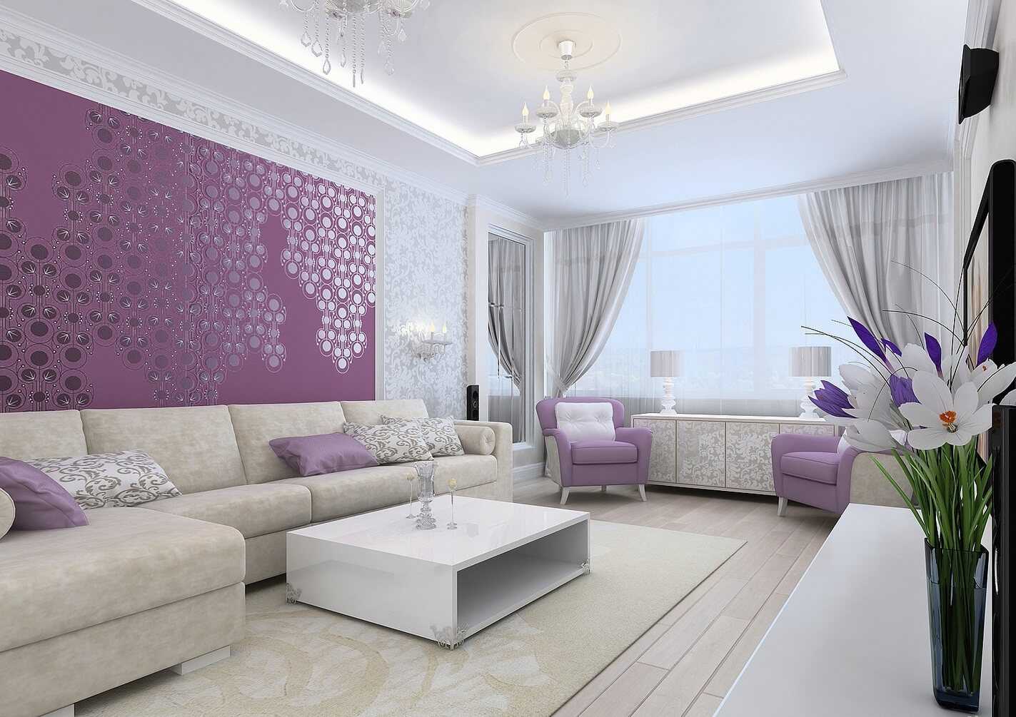 combination of lilac in the hallway interior