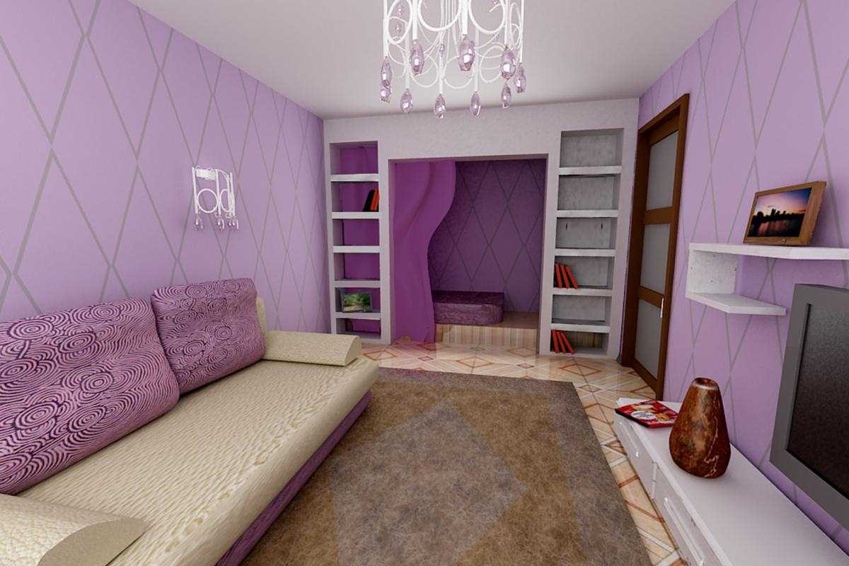 combination of lilac in the design of the hallway
