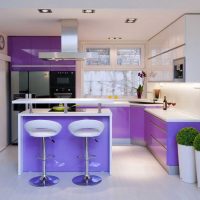 facciata luminosa della cucina nella foto di tinta viola