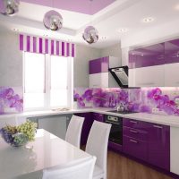 beautiful kitchen design in purple tint photo