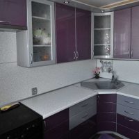 bright kitchen interior in purple color photo