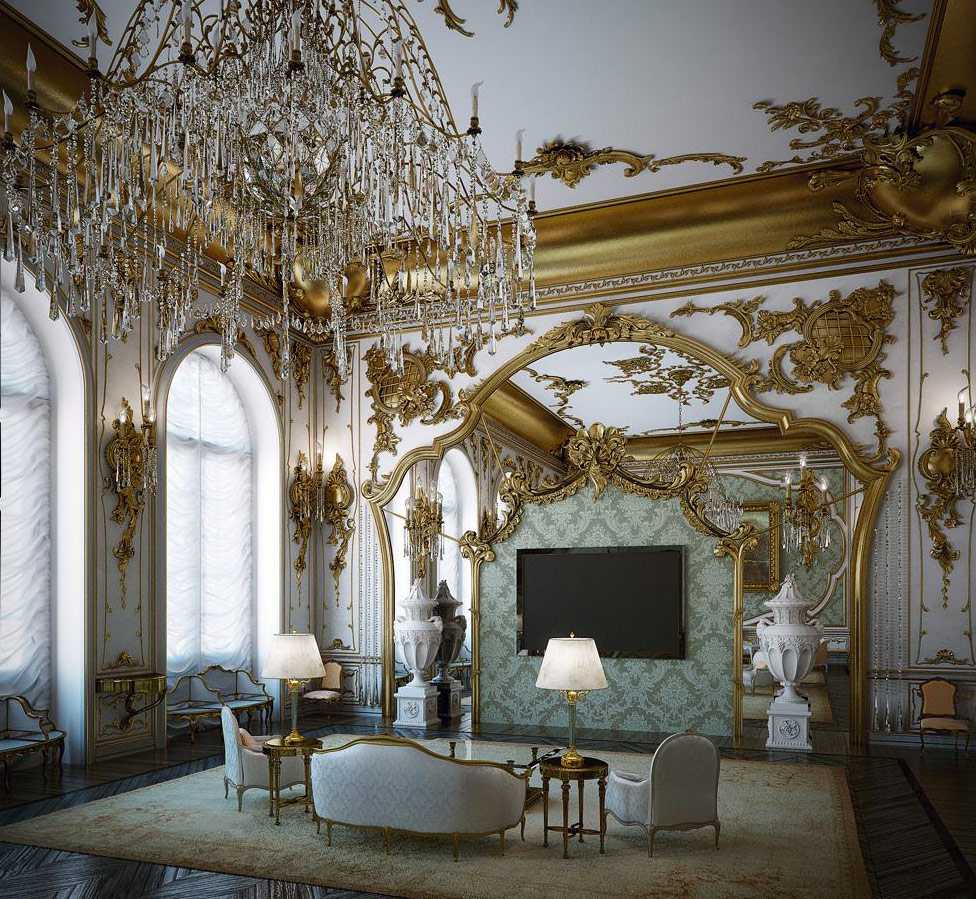 bel intérieur du salon dans le style rocco