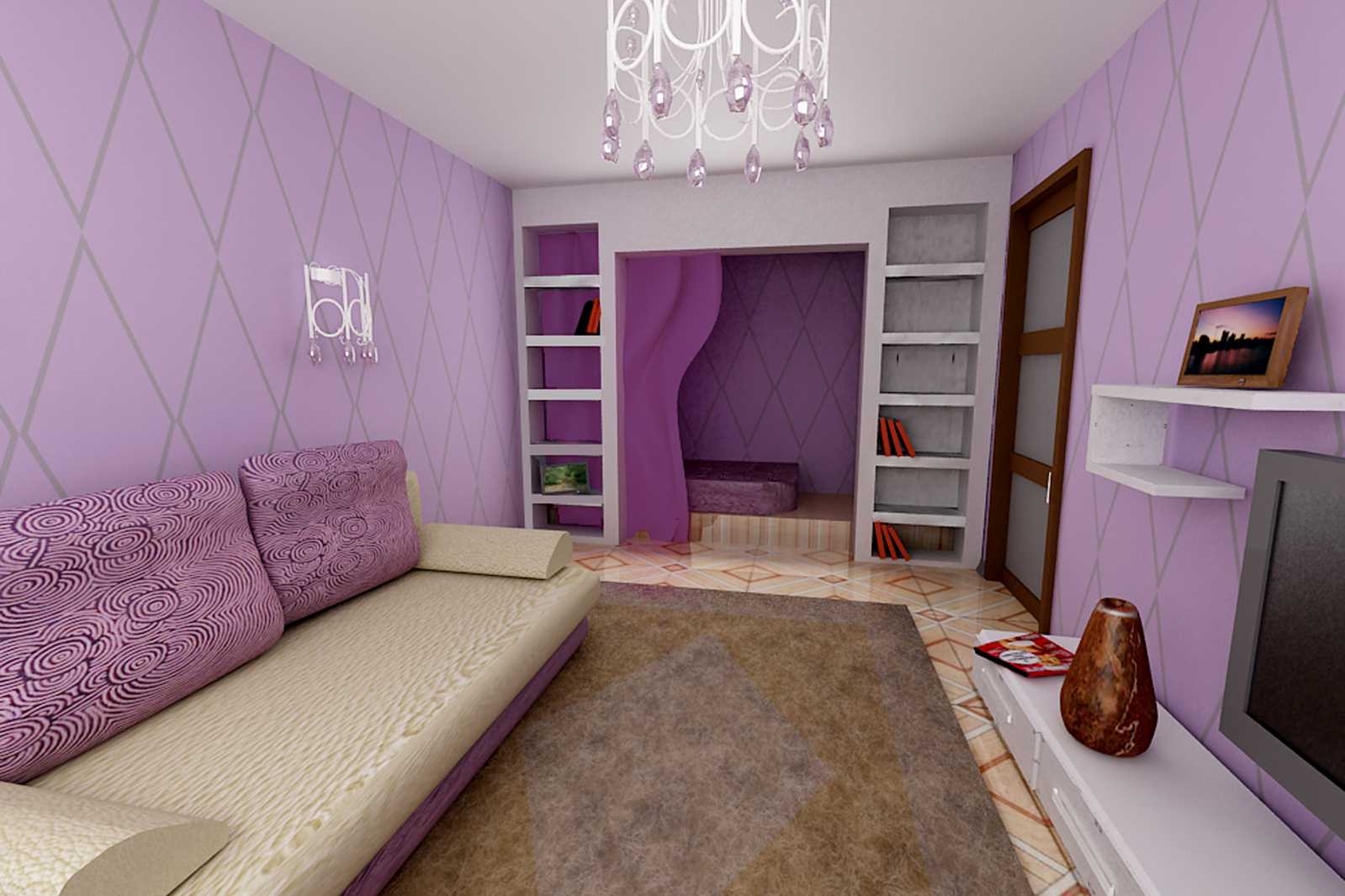 couloir intérieur clair en violet