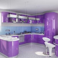 light kitchen design in violet color picture