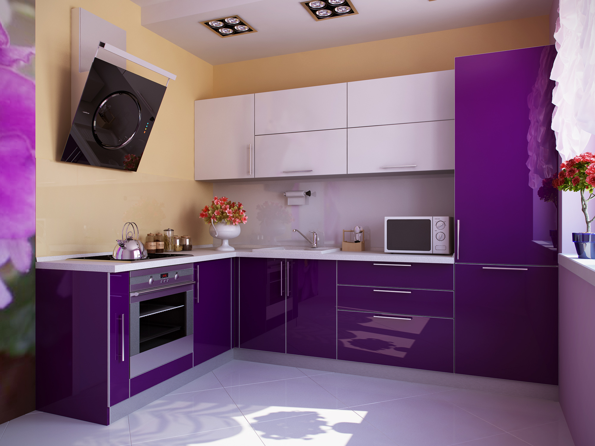 beautiful kitchen style in purple