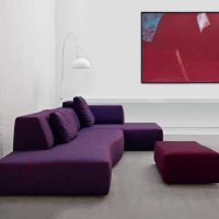 canapé violet clair dans le décor de la photo de l'appartement