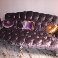 light purple sofa in the bedroom interior photo