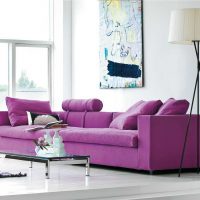 light purple sofa in home design photo