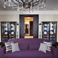 dark purple sofa in the interior of the hallway photo