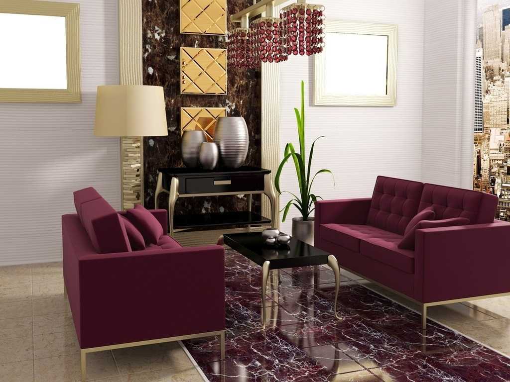 canapé violet foncé en décoration