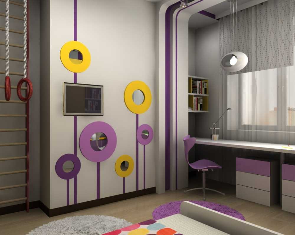 bright bedroom design in purple