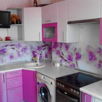 bright kitchen design in purple photo