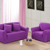 canapé violet clair dans la conception de la photo de l'appartement