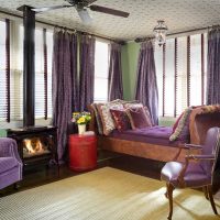 light purple sofa in the decor of the bedroom photo