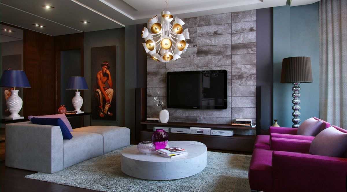 light purple sofa in the interior of the corridor