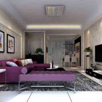 dark purple sofa in the decor of the hallway photo