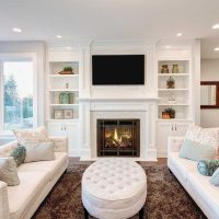 light white furniture in the interior of the living room photo