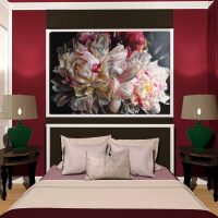 saturated burgundy color in the interior of the bedroom picture