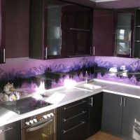 modern kitchen design in purple photo