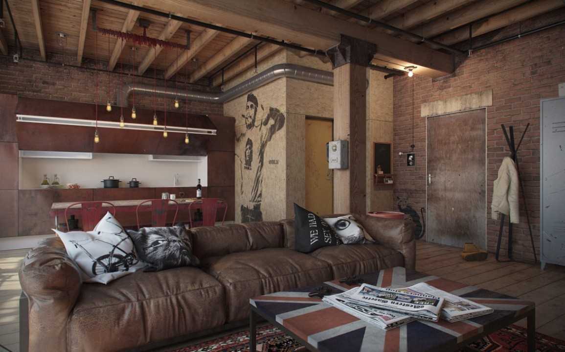 Bright loft style living room decor