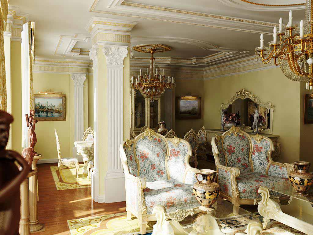 beautiful baroque bedroom interior